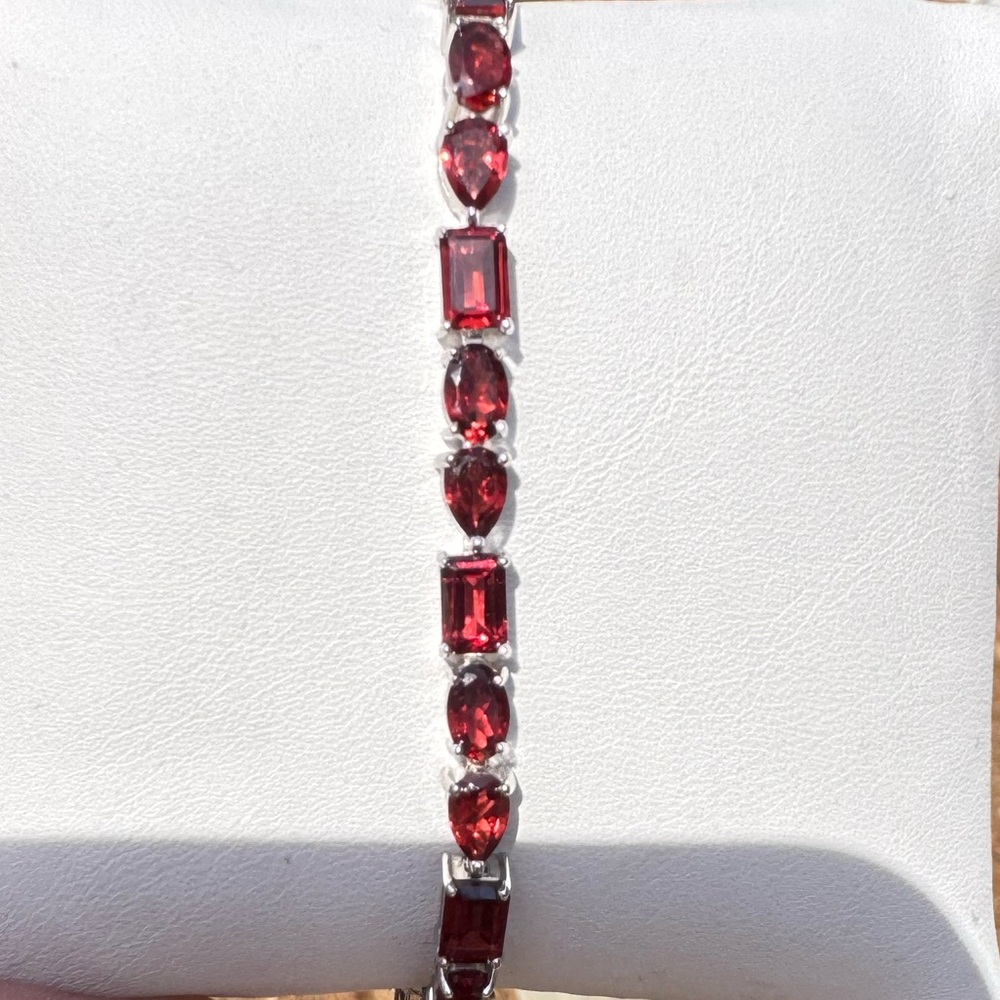 925 Red Garnet Tennis Bracelet